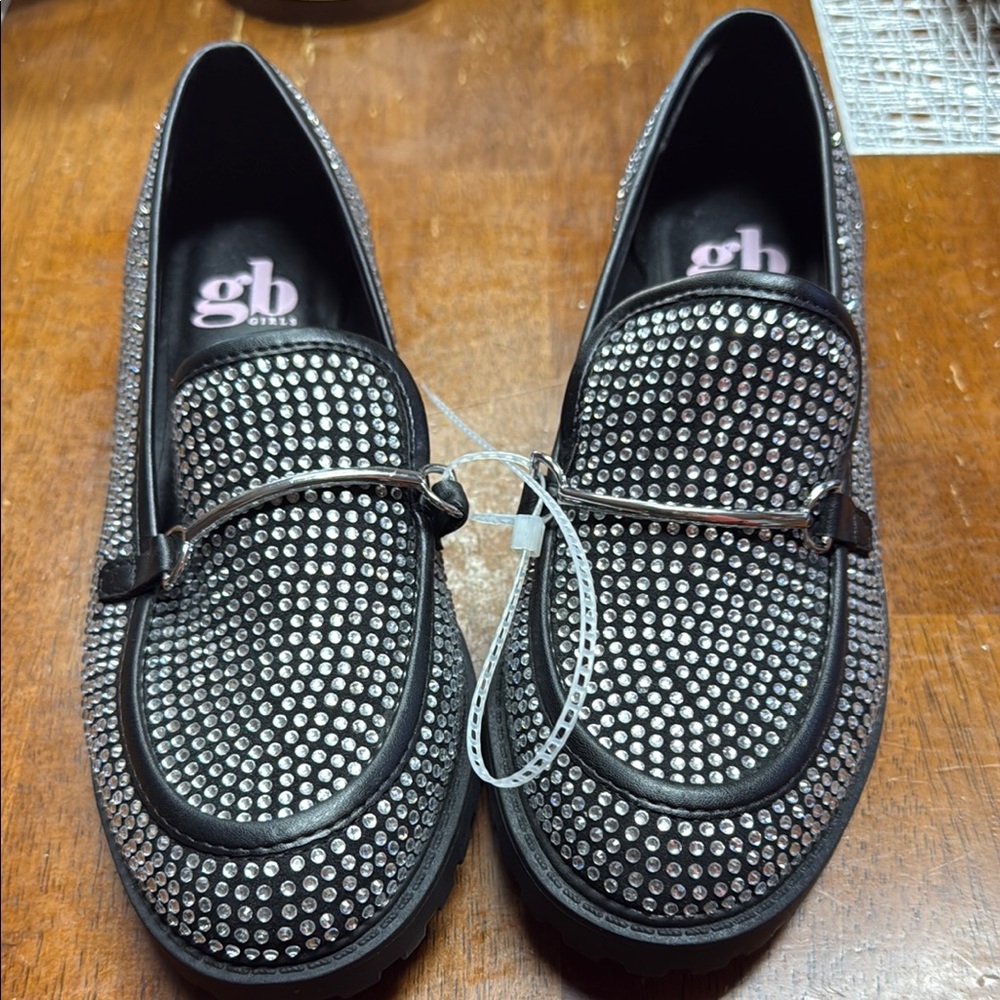 Sparkling Black Loafers with Silver Accents